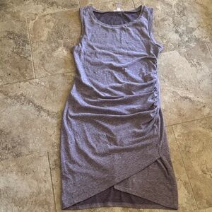 Leith Sleeveless Heathered Ruched Midi Tshirt Dress purple woman’s medium